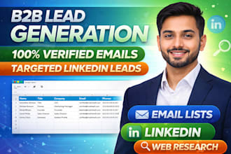 b2b lead generation, linkedin leads, list building, web research, data entry