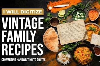 transcribe and organize your handwritten vintage family recipes