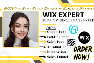 revamp wix landing page, squarespace, godaddy single page, wix sales funnel