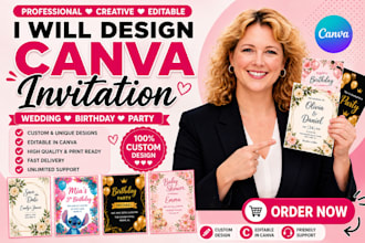 design canva invitation wedding invitation birthday invitation party