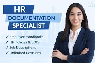 write and design employee handbook, HR policies, sops and job descriptions