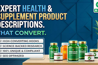 write expert supplement and health product descriptions