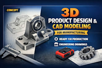 do 3d product design and 3d cad design for manufacturing