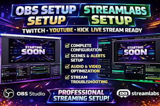 setup obs studio streamlabs for twitch youtube kick live streaming