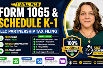 file llc partnership tax return form 1065 and schedule k1 within 3 hours