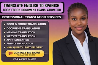 professionally translate your book from english to spanish or spanish to english