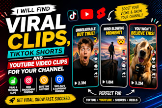 find viral clips, tiktok shorts and youtube video clips for your channel
