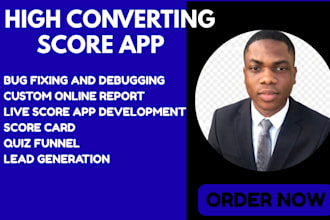 develop live score app with API widgets and scorecard