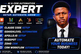 claude code setup, ghl, apollo, hubspot, apollo, zoho,CRM automation