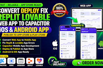 convert deploy fix replit lovable web app to capacitor ios android app publish