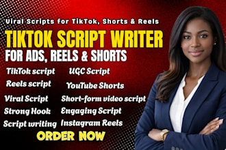 write tiktok script ugc script, reels script, and youtube short script for ads