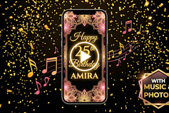 create a whatsapp animated birthday invitation video with music and photos