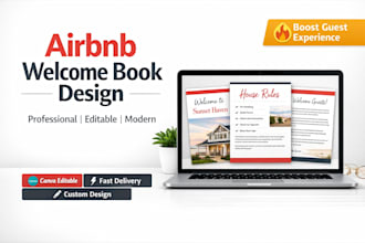 design a professional airbnb welcome book, house manual, or guest guide in canva