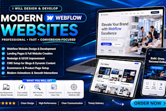 design webflow website, webflow landing page, booking, redesign and ecommerce