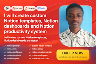 create custom notion templates, notion dashboards and notion productivity system