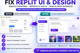 fix replit UI design rebuild frontend ai app and improve drag and drop interface