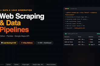 build a web scraper or data pipeline to extract and export business leads