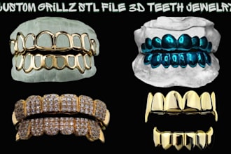 design custom grillz stl file 3d teeth jewelry for casting and 3d printing