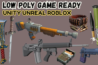 create 3d weapon swords guns shotgun game  fps assets roblox asset unity sci fi
