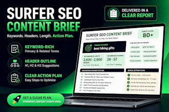 create a surfer SEO content brief with keywords and action plan