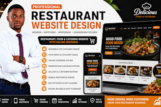 build modern restaurant food catering website with online ordering and food menu