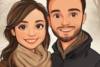 create an awesome cartoon caricature of a wedding couple