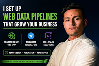 set up open crawl data pipeline with telegram and full stack