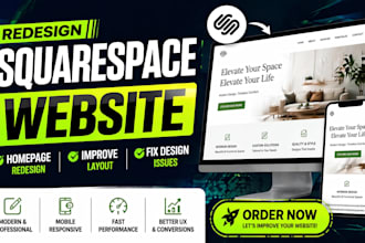 redesign squarespace website homepage, improve layout, fix design issues