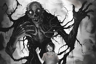 draw dark, horror illustration