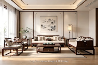 create feng shui interior layout and 3d design for your home