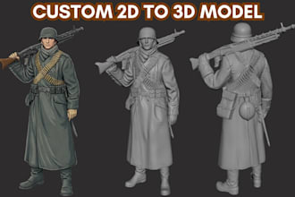 convert 2d to 3d model image or photo sculpt 3d figurine for 3d printing
