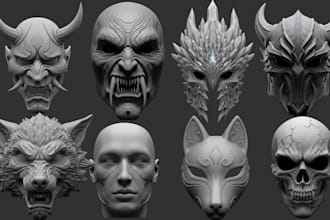 sculpt 3d cosplay mask, 3d helmet, 3d halloween mask stl anime mask