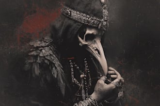 create dark art illustrations for a band or brand