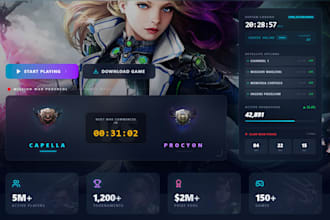 create a modern game website or mmorpg website design