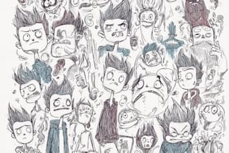 create cute doodle art illustration, and cartoon