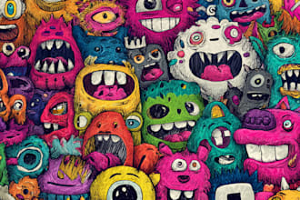 create cartoon doodle art illustration for your project
