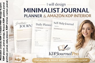 design minimalist journal daily planner printable gratitude amazon KDP interior
