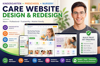 design kindergarten website nursery preschool senior care home care website