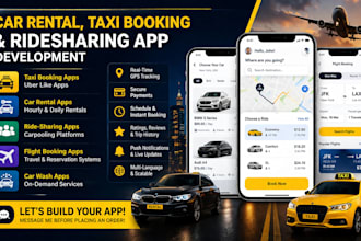 car rental app, taxi booking, ridesharing, flight booking, uber, car wash app