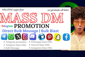 do whatsapp mass dm, telegram promote channel, instagram dm, discord server dm