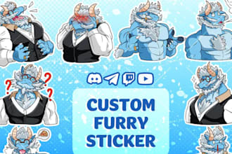 draw expressive furry stickers for telegram twitch youtube emotes for discord