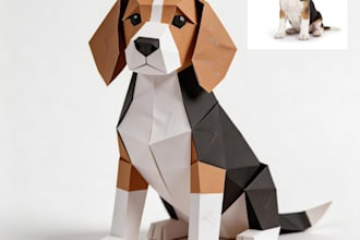 make your 1 or 2 pet dog,cat photos into origami style