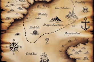 design detailed fantasy map for books, games, and ttrpg
