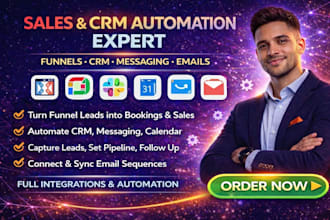 setup clickfunnels, zoho crm, slack, google calendar, email sequences automation