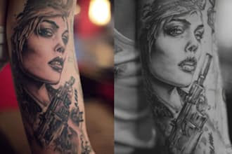 design a tattoo in black and white or in color