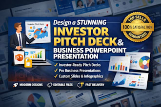 design a stunning investor pitch deck and business powerpoint presentation