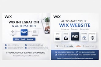 integrate wix website, email marketing, CRM, wix booking system, and automations