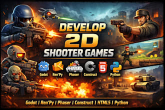 develop 2d shooter game using godot, renpy, phaser, construct, unity, python