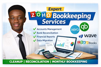 do bookkeeping, cleanup, and reconciliation in quickbooks, xero, zoho books
