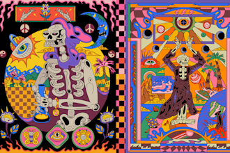 desig psychedelic trippy album cover art, surreal stoner illustration, ep cover